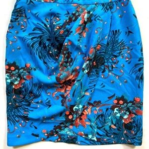 New York & Company Blue Floral Pencil Skirt